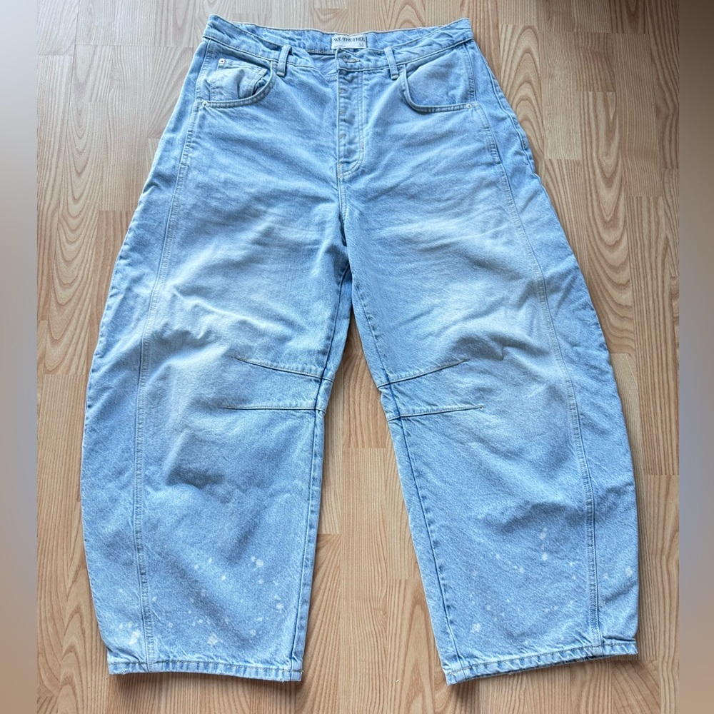 NEW We The Free Good Luck Mid-Rise Barrel Jeans Color: Aegean free people